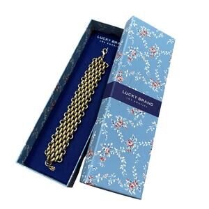 NEW in box Lucky Brand gold plated chain bracelet chunky Boho Classic Giftable